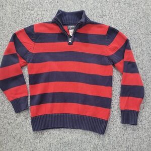 OshKosh B'gosh‎ Kids Boys Red Navy Striped Quarter Zip Sweater Size 8 FLAW